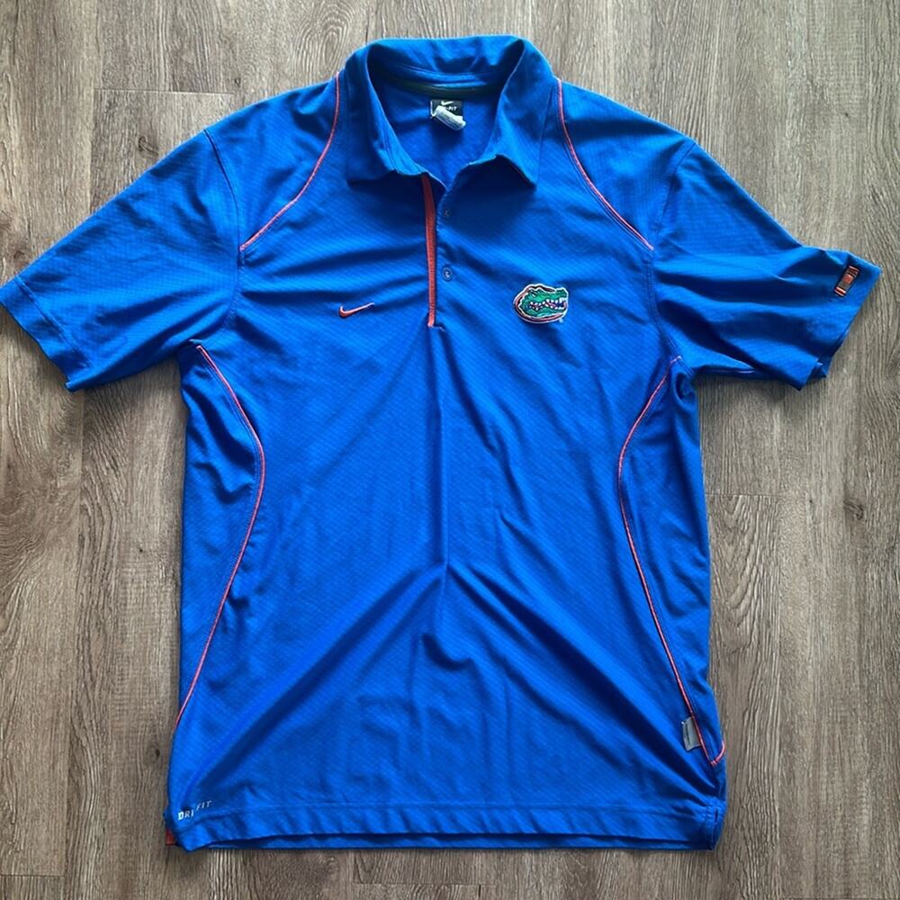 Nike University of Florida Gators Dri-Fit Team Polo Blue Large Vintage Athletic